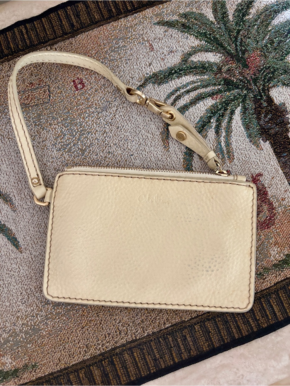 Cole Haan Butter Yellow Pebble Leather Wristlet Clutch - Picture 5 of 10
